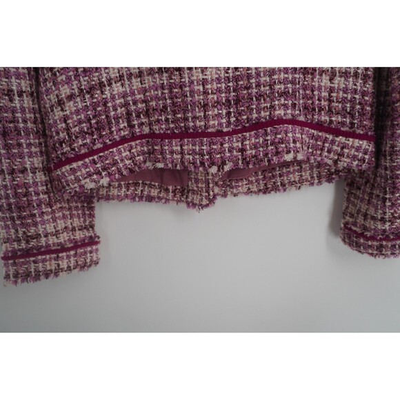 Express VintageY2K 2008 Design Studio Purple Pink Tweed Blazer Fringe Trim Sz 10 - Picture 7 of 11